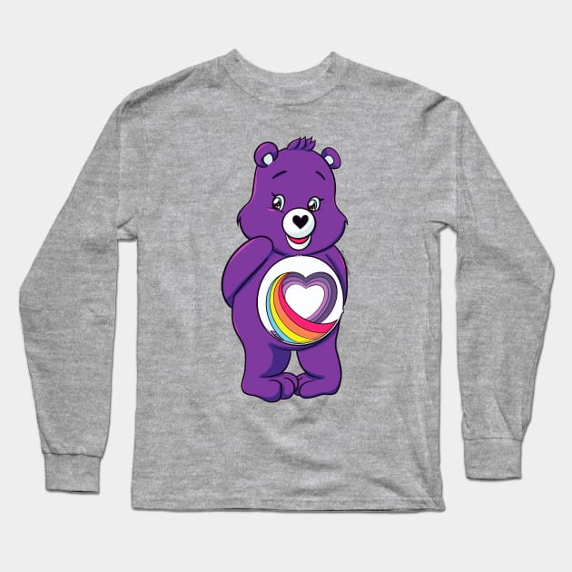 Rainbow Heart Care Bear Long Sleeve T-Shirt by Boyanton Designs